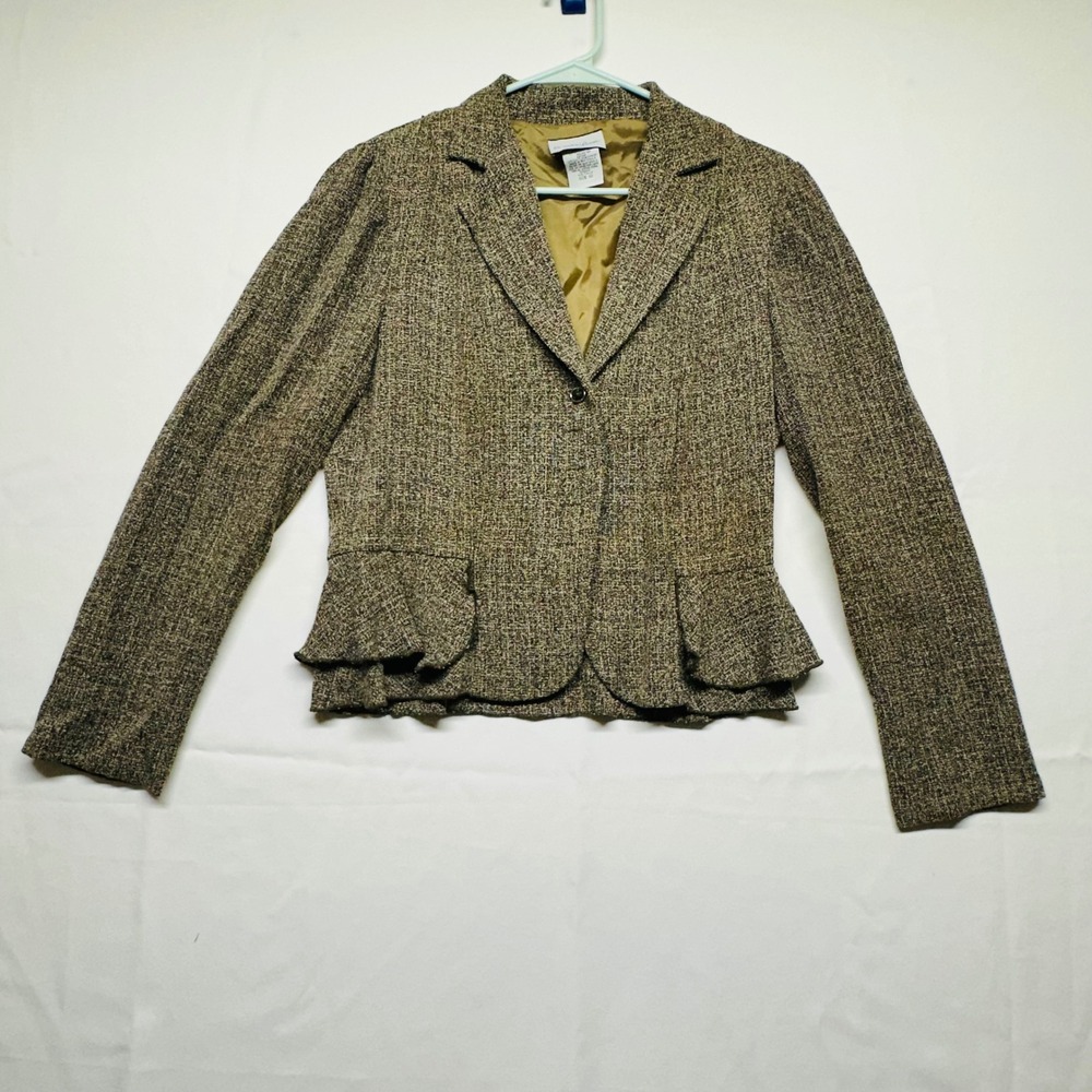 Breakin' Loose‎ Tweed Style Peplum Suit Jacket Iridescent Buttons Women's 10 Med